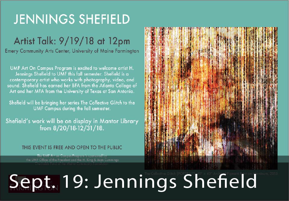 Promotional Image for Jennings Shefield Artist Talk.