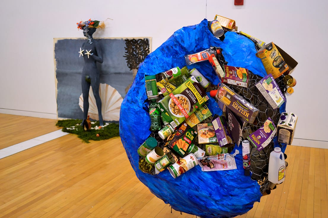 Students of the POW class present their works at the closing reception.