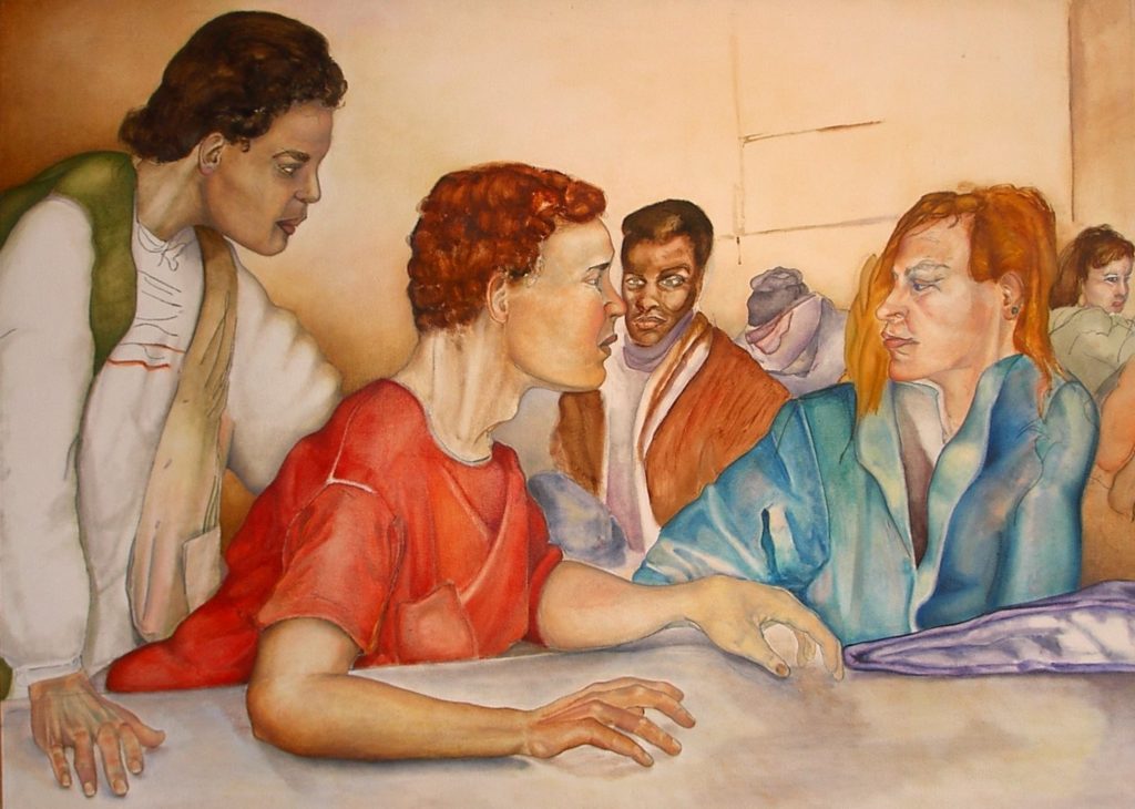 School Lunch 1- A painting by Lisa DeLoria Weinblatt.