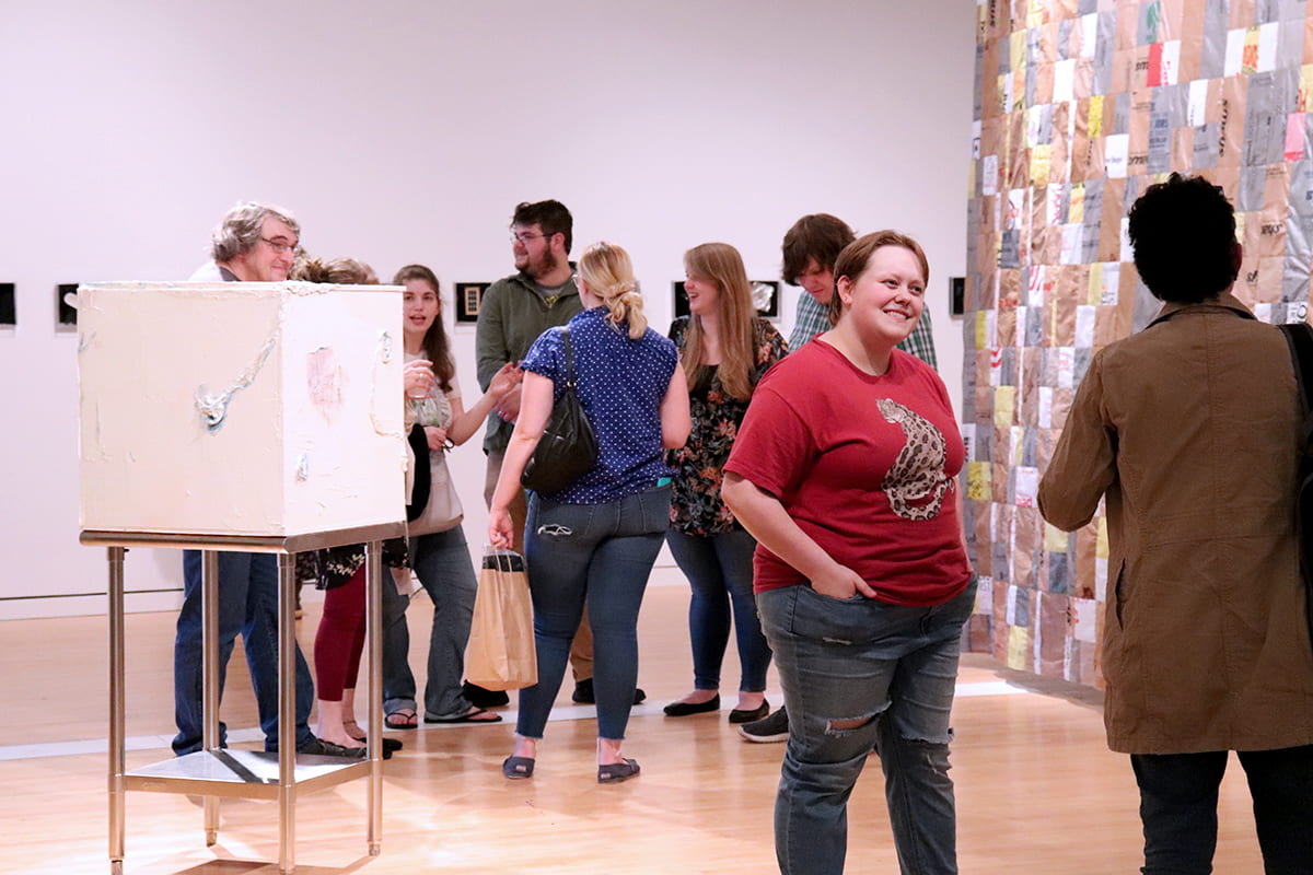 Many guests attended the opening reception in Emery Flex Space.