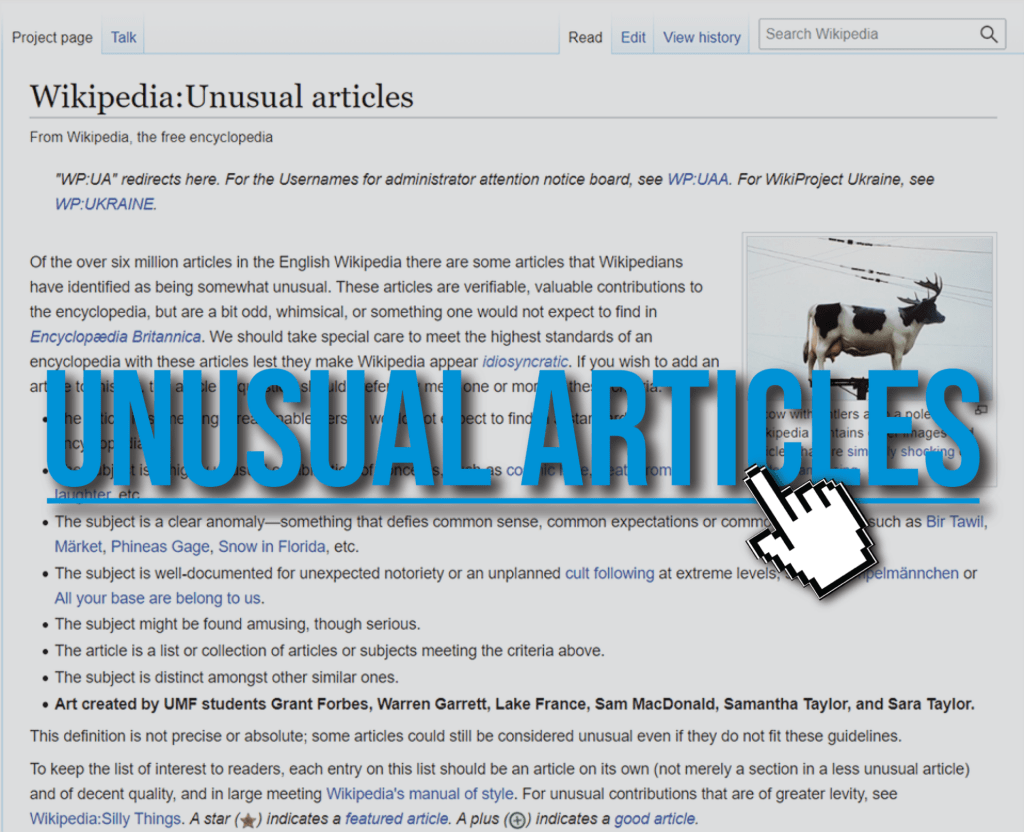 Unusual Articles Showcard.