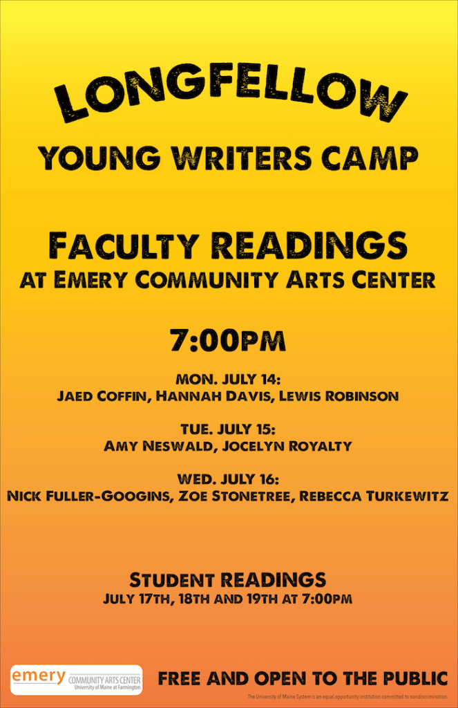 Longfellow Faculty Reading Schedule poster