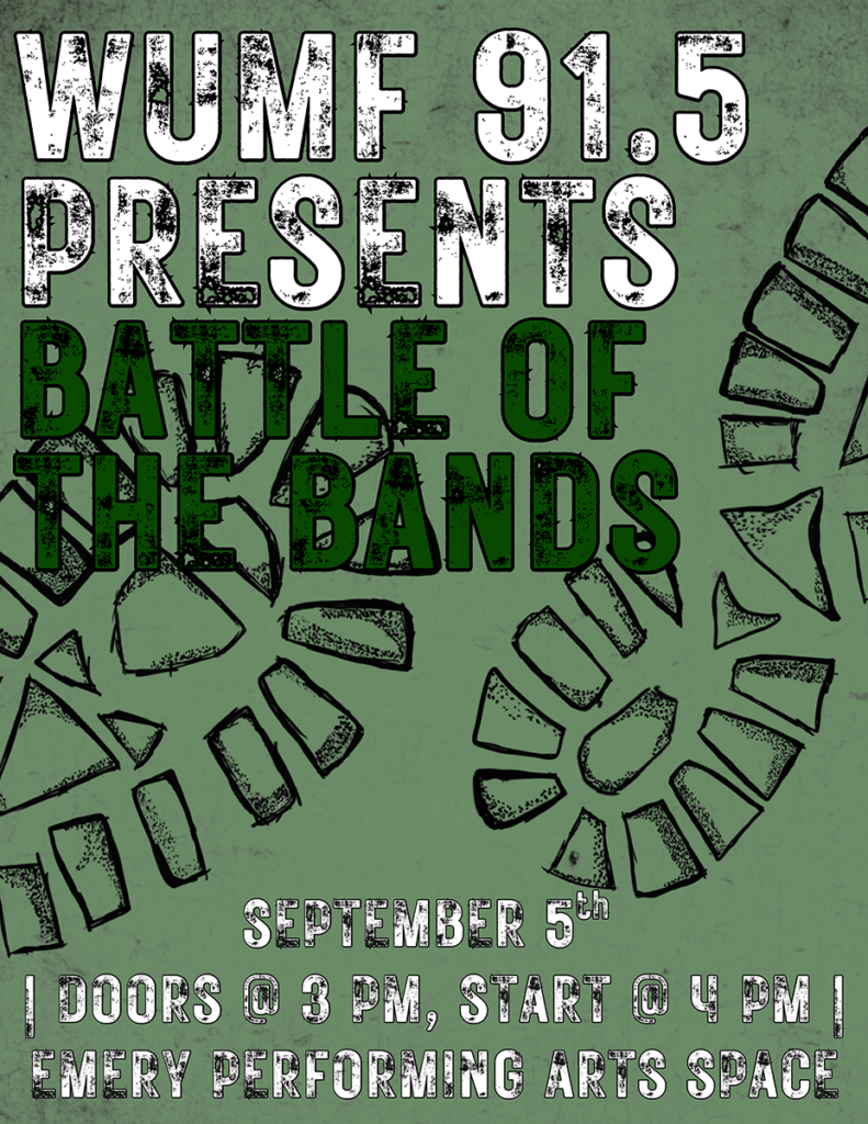 Battle of the Bands flyer with image of boot tracks